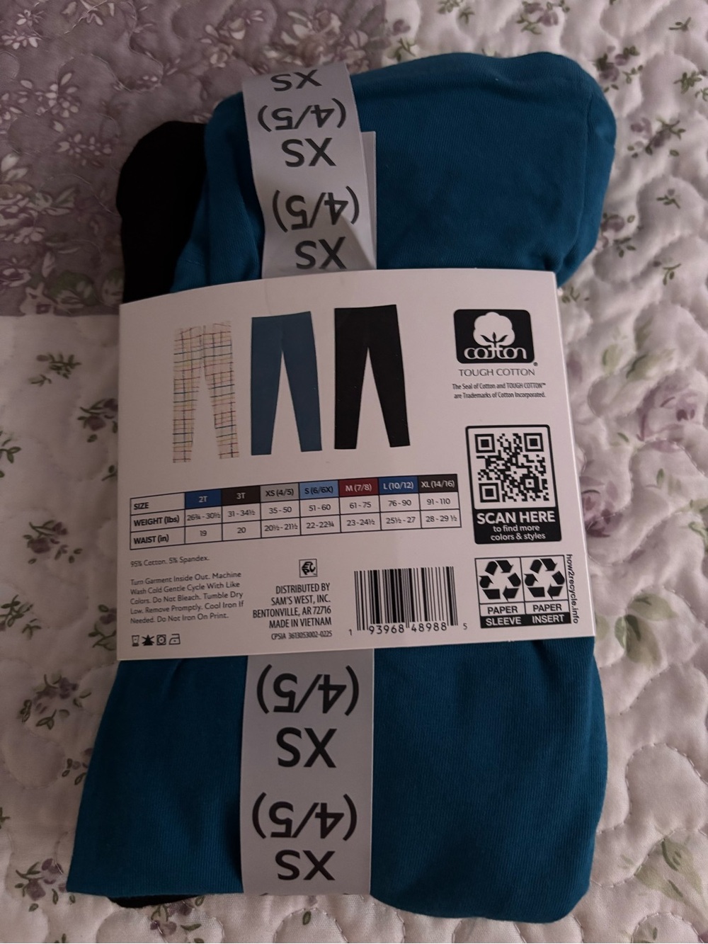 Tough Kids' Teal & Black Bottoms - Size XS (4/5) 3pack
